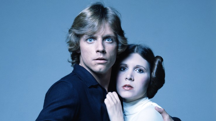 FILE â€“ OCTOBER 30: It was reported October 30, 2012 that The Walt Disney Company will buy Lucasfilm Ltd. for USD 4.05 billion and begin plans for â€œStar Wars: Episode VII.â€ American actors Mark Hamill and Carrie Fisher in costume as brother and sister Luke Skywalker and Princess Leia in George Lucas' Star Wars trilogy, 1977. (Photo by Terry O'Neill/Getty Images)